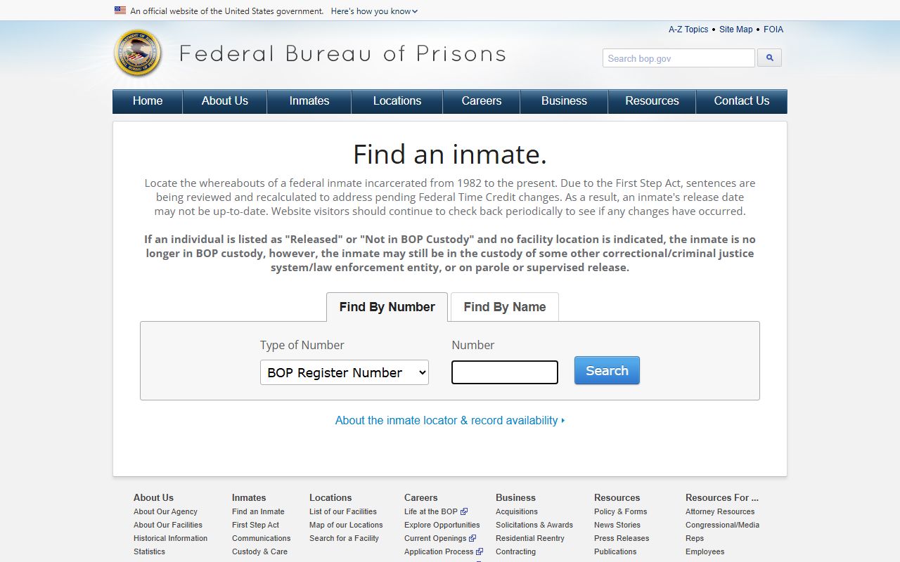 Harney County federal inmate records in the BOP locator